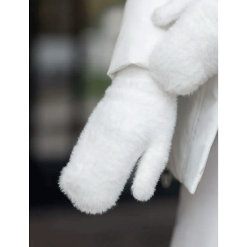 вязаные перчатки без пальцев мужские и женские зимние теплые короткие шерстяные однотонные варежки Варежки , размер 7.5, белый