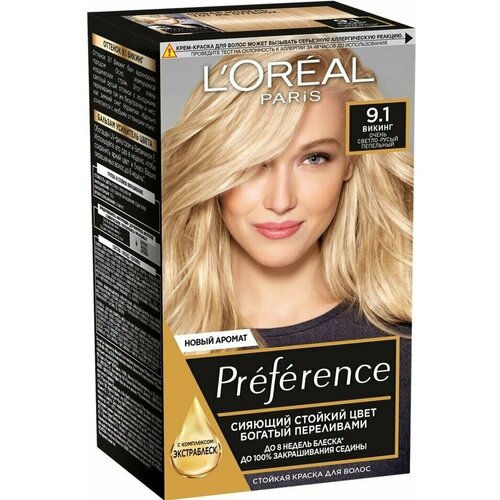 Краска для волос Loreal Paris recital Preference 9.1 Викинг очень светло-русый пепельный 1 шт