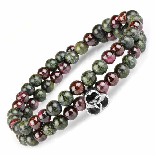 фото Браслет everiot, гранат, змеевик, размер 18 см, зеленый
