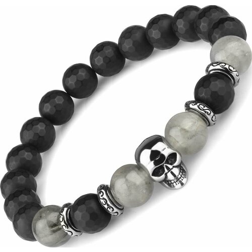 фото Браслет everiot, агат, кварц, размер 19 см, черный