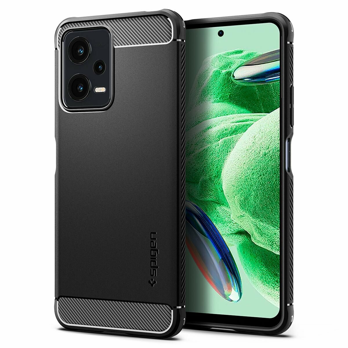 Чехол Spigen на Redmi Note 12 5G (ACS05787) Rugged Armor / Спиген чехол для Редми Нот 12 накладка, противоударный, с защитой камеры, черный