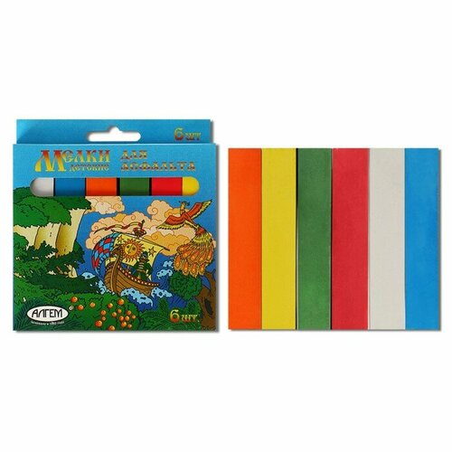 Мелки цветные для асфальта 6 штук 