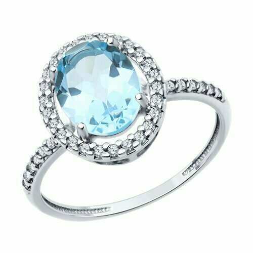 фото Кольцо diamant online, серебро, 925 проба, фианит, топаз, размер 18