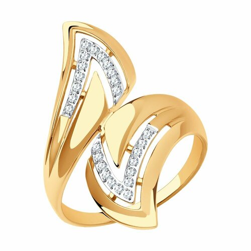 фото Кольцо diamant online, золото, 585 проба, фианит, размер 19, прозрачный