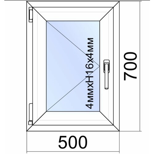 Окно ПВХ VEKA WHS Halo/ ш.50см*в.70см/поворотное/левое/однокамерный стеклопакет/фурнитура Accado (Турция)