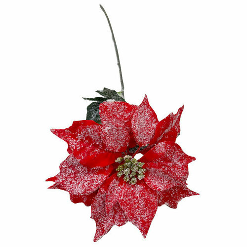 Растение искусственное MAXIJOY Пуансеттия 65см заснеженная красный
