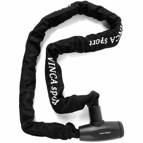 фото Vinca sport замок велосипедный 8х1200 мм, цепь, черная оплетка vinca sport