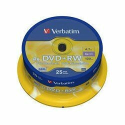 Verbatim Диск Диски DVD+RW , 4.7Gb 4-х , 25шт, Cake Box 43489