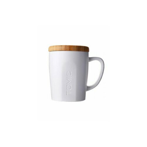 Керамическая кружка с бамбуковой крышкой TomicCeramic Cup With Bamboo Cover TC1316U White