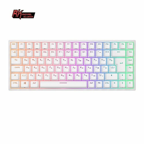 Беспроводная клавиатура Royal Kludge RK84 RGB Белая коричневые свитчи 692100₽