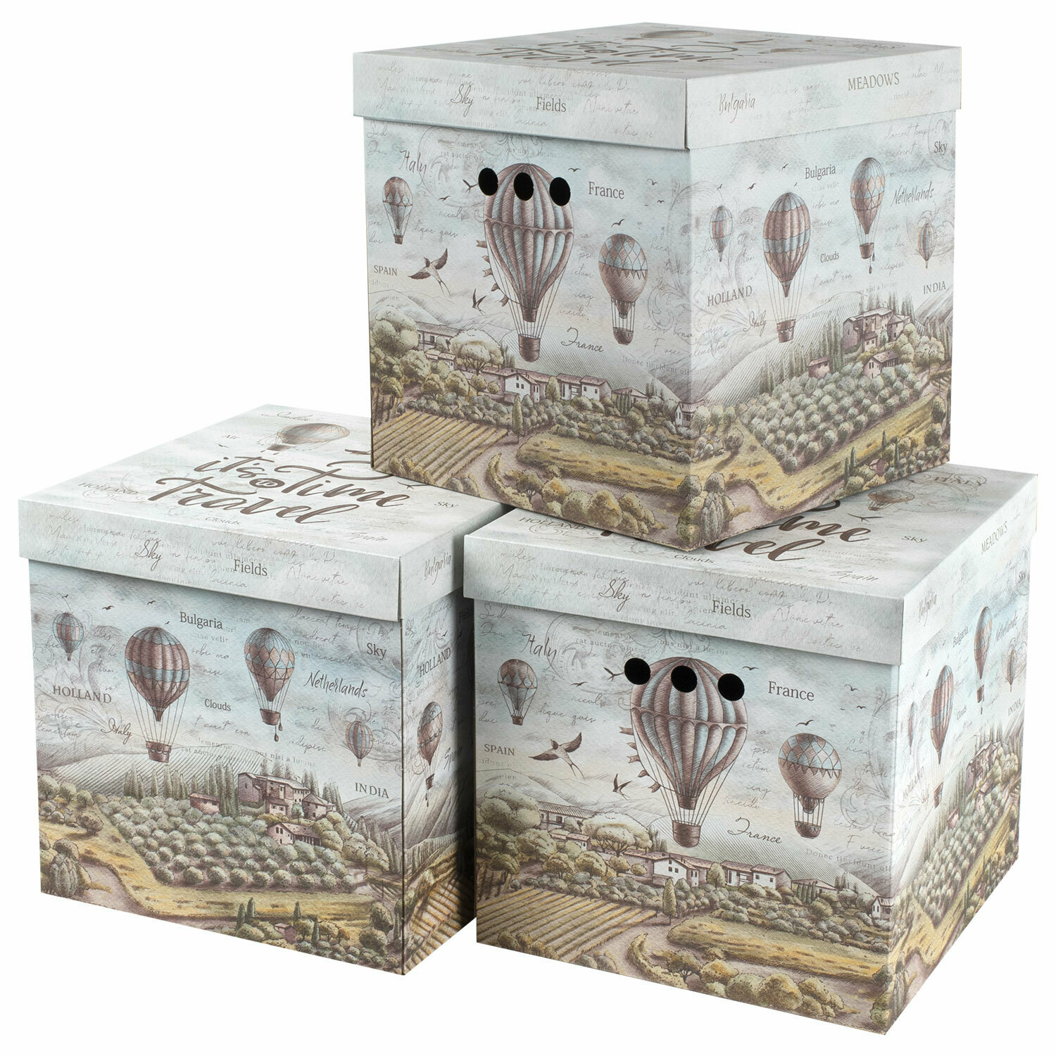 фото Короб для хранения из плотного микрогофрокартона 315х315х315 мм, комплект 3 ШТ, BRAUBERG HOME, 271819