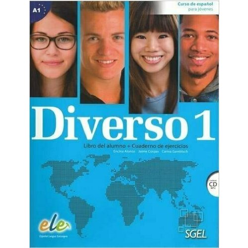 Diverso 1 + CD, комплект из учебника и рабочей тетради по испанскому языку для подростков