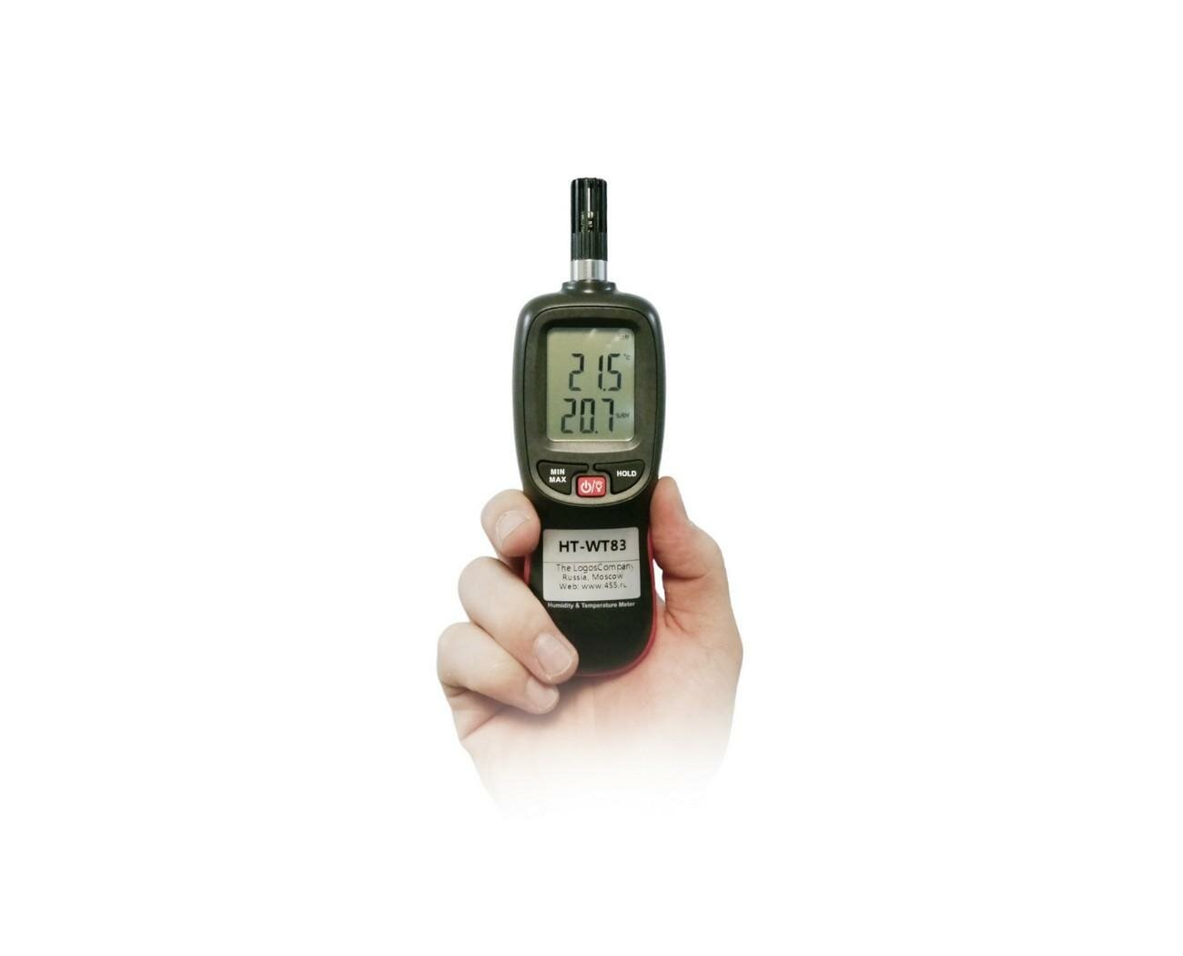 Термогигрометр для измерения показателей микроклимата Hti-WT83 (EU) (O43954IZ). Фиксация результатов. ЖК-дисплей с подсветкой