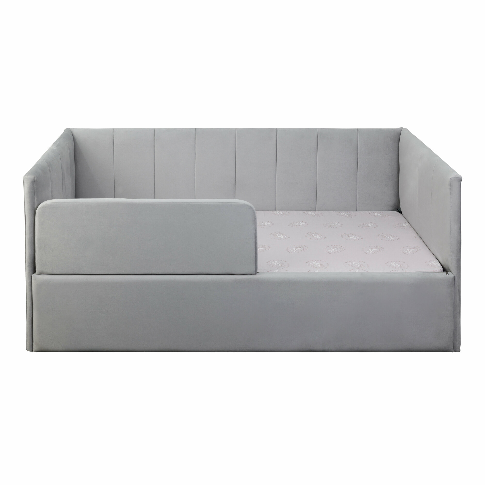 Кровать-диван Хагги 200*90 серая с защитным бортиком без ящика для хранения