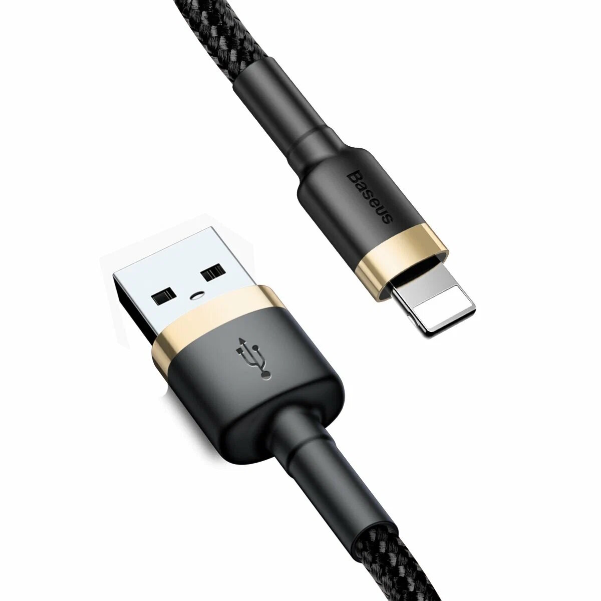Кабель Baseus Cafule USB - Lightning (CALKLF-BV1) 1м черный/золотистый — фото 1