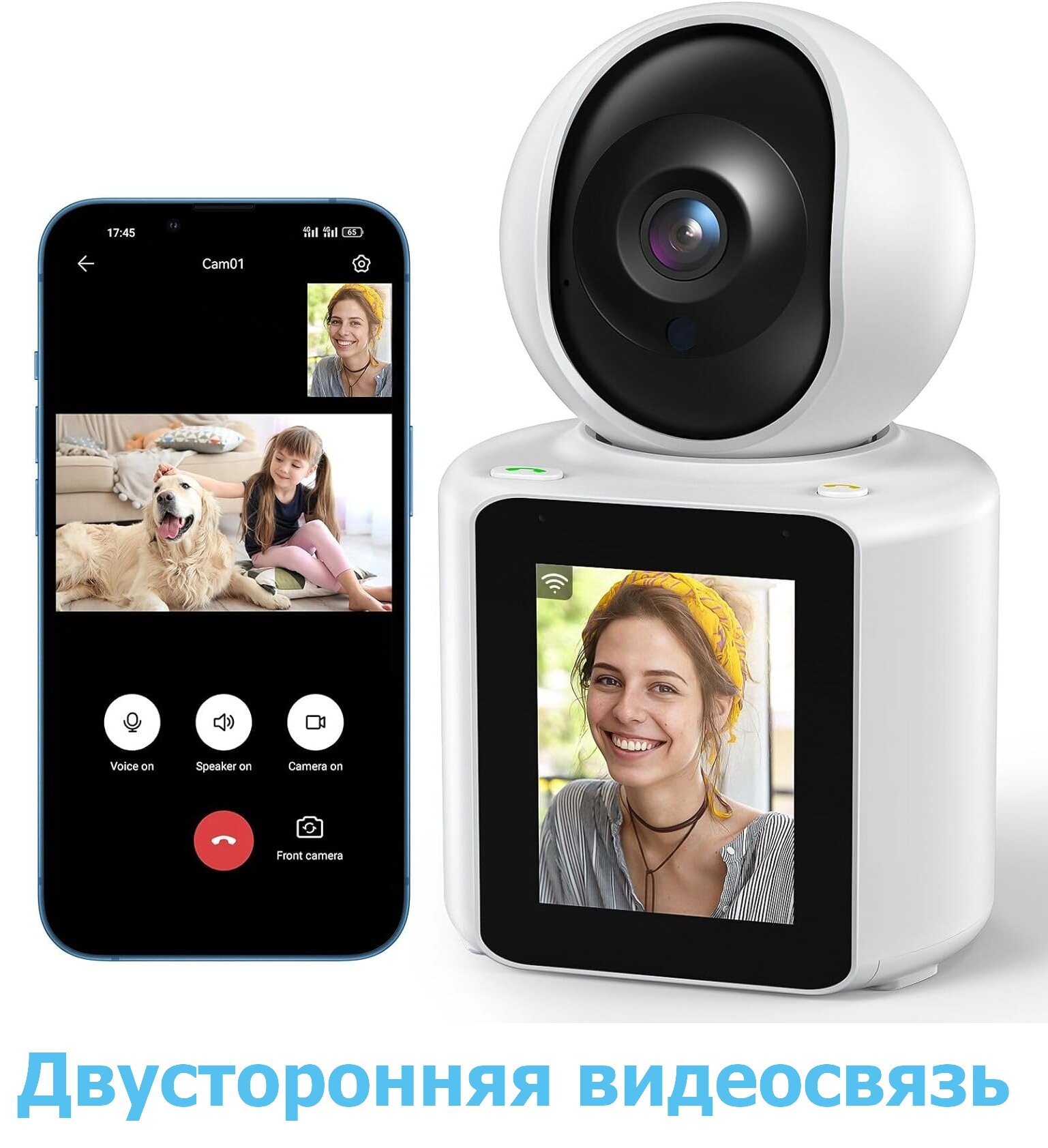 Беспроводная ip-камера WiFi с экраном двухсторонняя видеосвязь PTZ поворотная Видеоняня