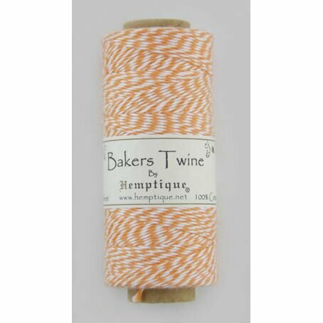 Шнур HEMPTIQUE "Bakers Twine", 2х2 нити, 1 мм, 125 м, 50 г, оранжево-белый, на катушке