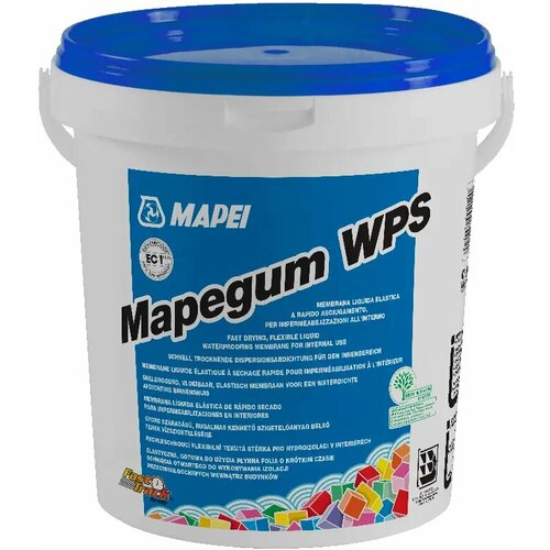 Быстросохнущая эластичная жидкая мембрана Mapei Mapegum WPS 10 кг гидроизоляция mapei mapegum wps 10 кг