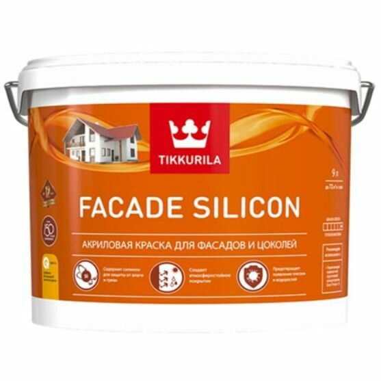 TIKKURILA FACADE SILICON / тиккурила фасад силикон краска акриловая для фасадов база A 9 л