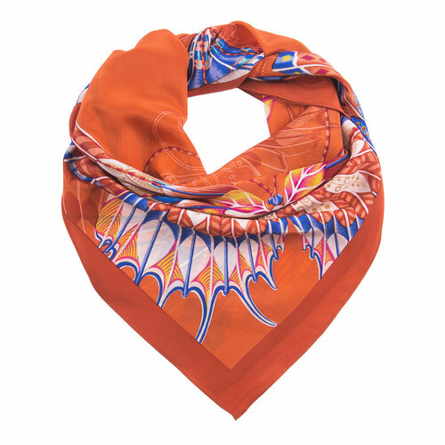 фото Платок rossini,90х90 см, голубой, оранжевый