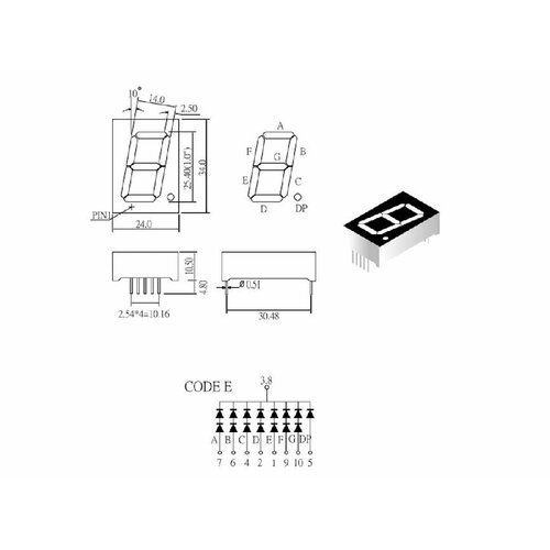 Семисегментный светодиодный индикатор однознаковый BEELED LB11003EUR