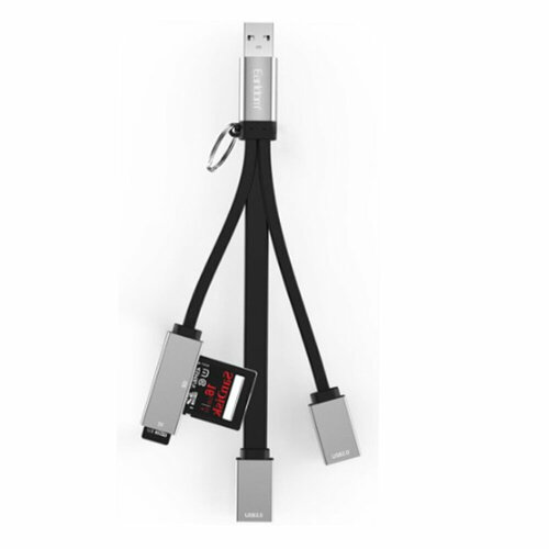 USB-концентратор Earldom ET-HUB16A, 4 гнезда, USB, USB 3.0, USB 2.0, TF/SD карта, цвет: чёрный