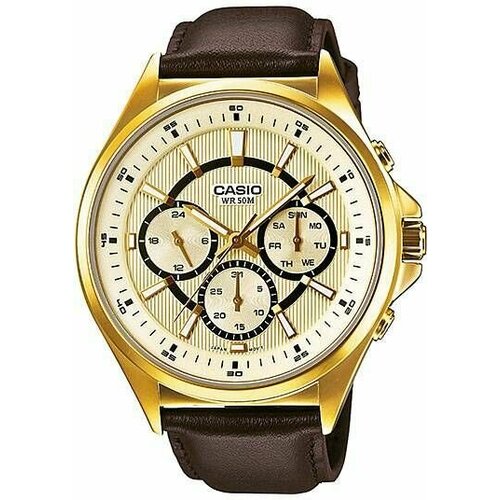 фото Наручные часы casio, коричневый, золотой