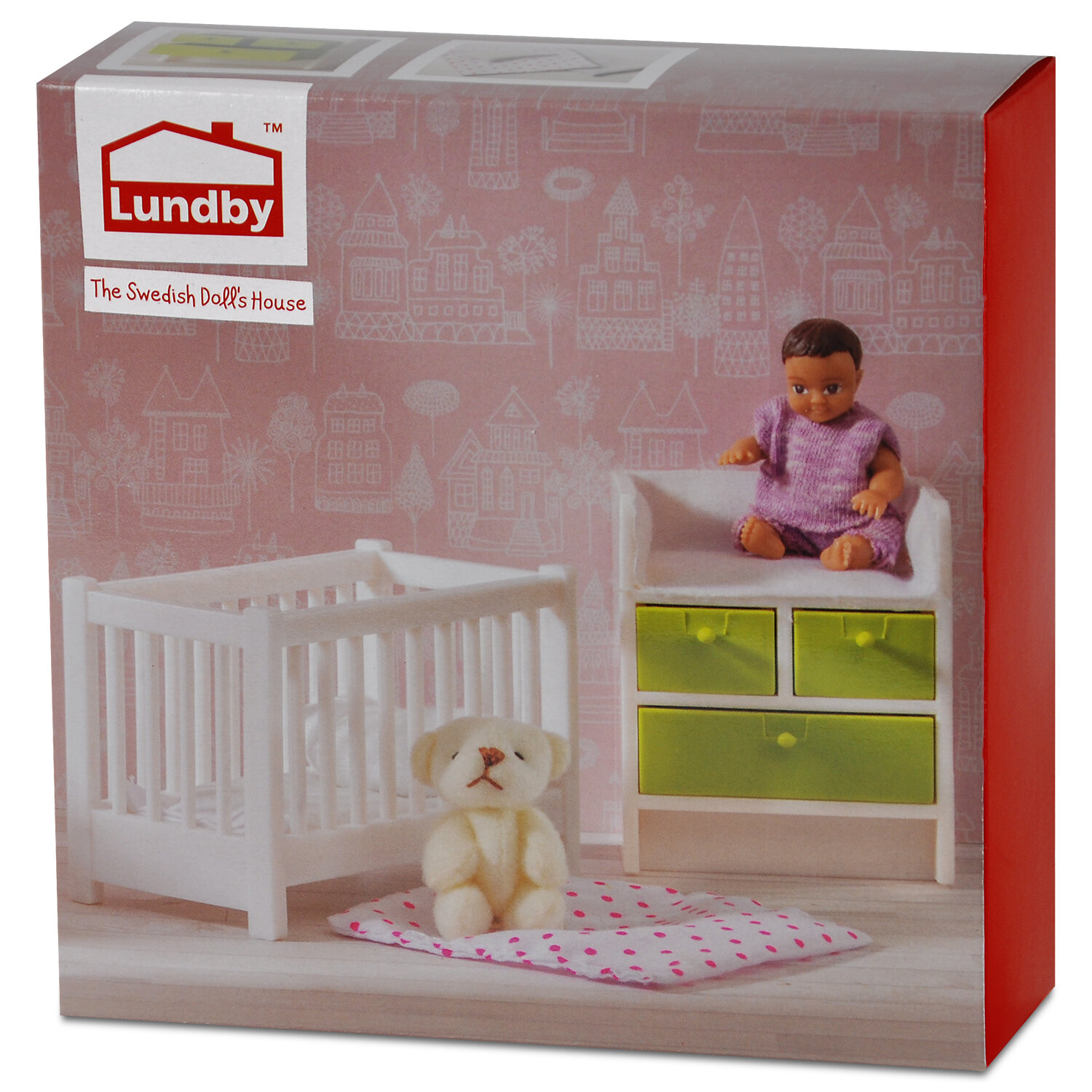 Мебель для кукол Lundby Кровать с пеленальным комодом - фото №3