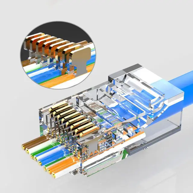 Коннектор RJ45 для витой пары CAT5E.50 штук. сквозной — фото 1