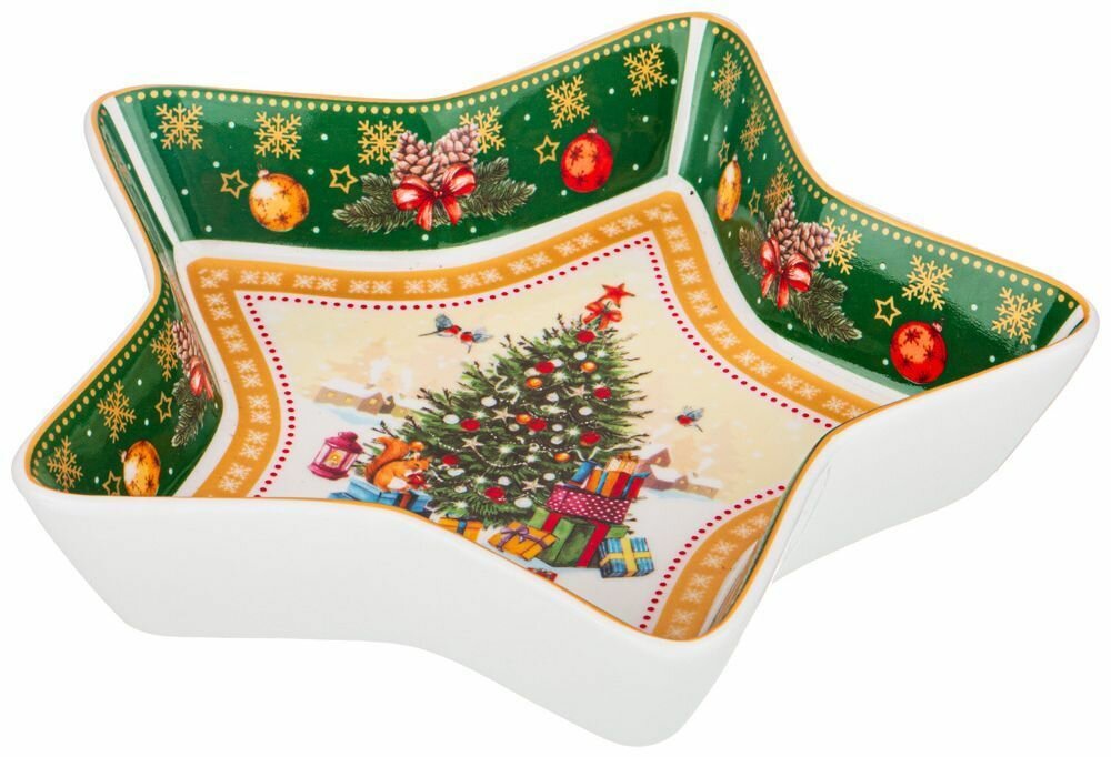 фото Блюдо-звезда С новым годом! Ёлка (зеленое) Размер: 17,5*3,5 см