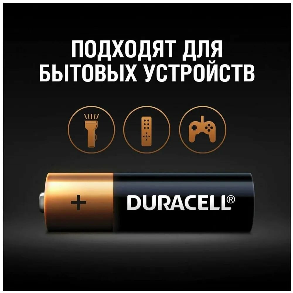 Батарейки Duracell AAA Basic, 12шт, щелочные, для бытовых приборов, в блистере — фото 1