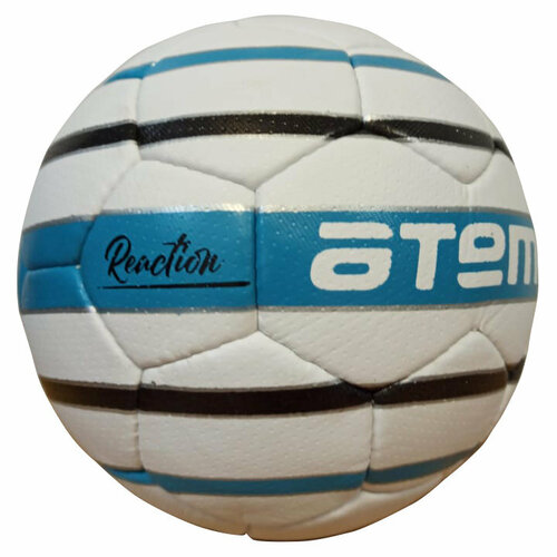 Мяч ATEMI футбольный REACTION, PU, 1.4мм, белый/голубой/черный, р.5, р/ш, 32 п, окруж 68-70