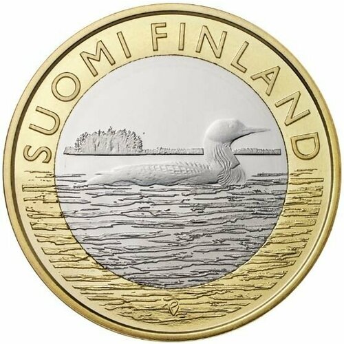 Финляндия 5 евро 2014 Чернозобая гагара UNC / коллекционная монета