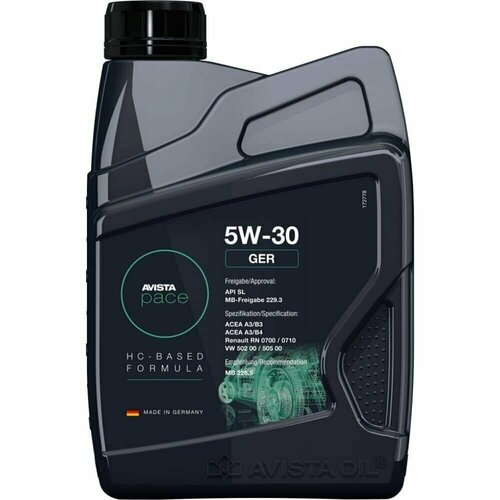 Масло моторное синтетическое AVISTA Pace GER 5W-30 1л арт 173066 7270₽