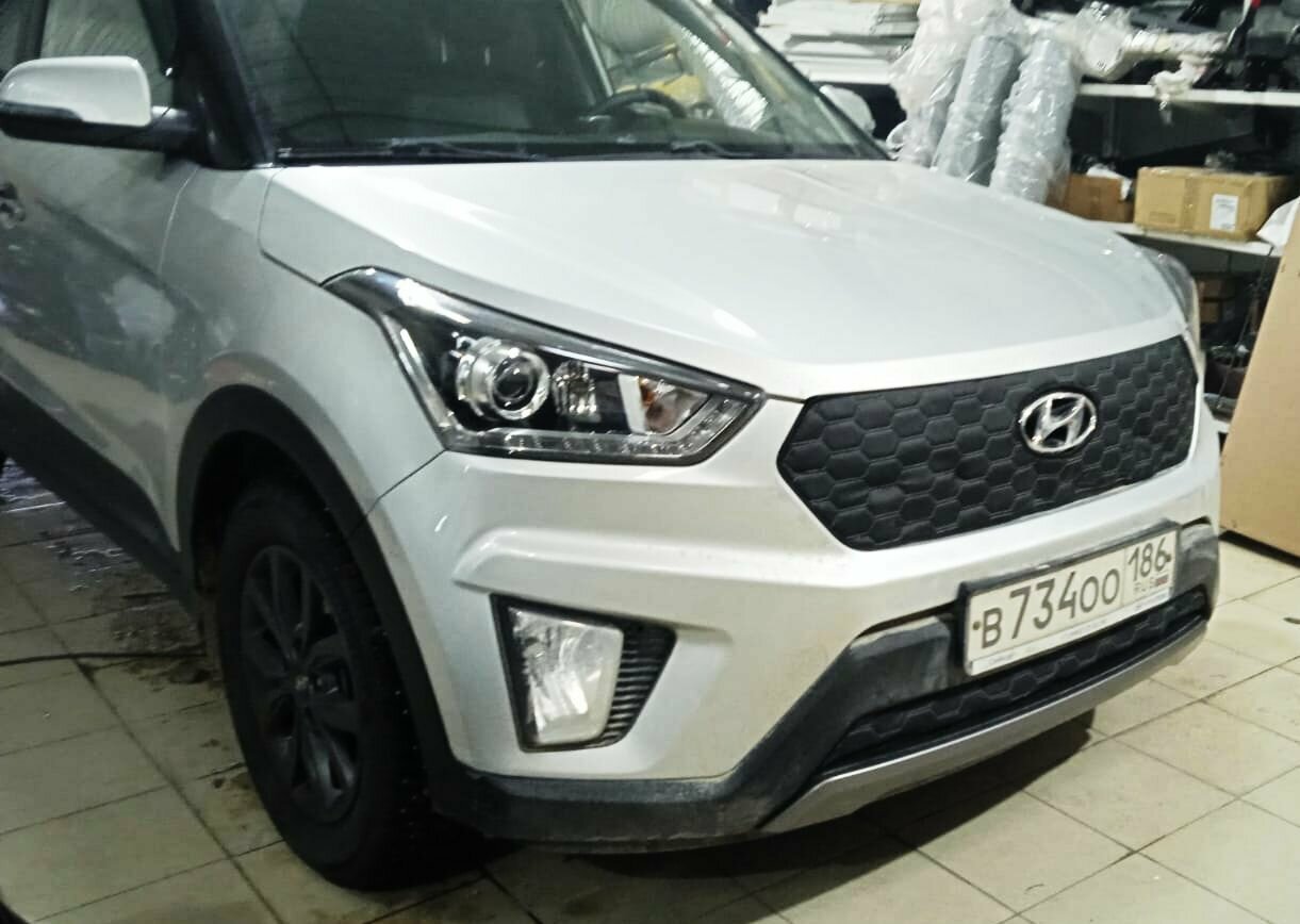 Утеплитель радиатора для Hyundai Creta 2016 - 2020 (Хендай Грета Хундай Крета) Дизайн Соты