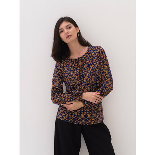 Джемпер Глория Трикотаж, длинный рукав, прямой силуэт, размер 104, оранжевый, синий