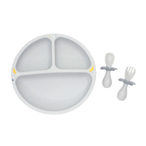 фото Набор детской посуды oribel or225-90007 cocoon z тарелка+ложка+вилка серый