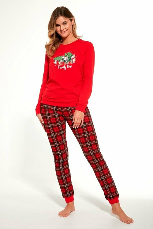 Пижама Cornette, футболка, длинный рукав, размер 42 (XL), красный