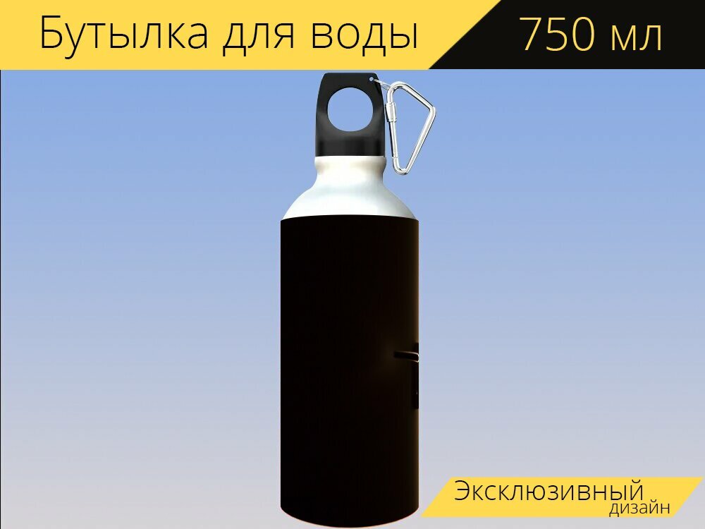 фото Бутылка фляга для воды "Темный, дверь, дверная ручка" 750 мл. с карабином и принтом
