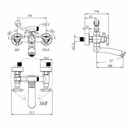 Смеситель для ванны с душем латунный TRIGOR SBC3-BZ-533, цвет: бронза