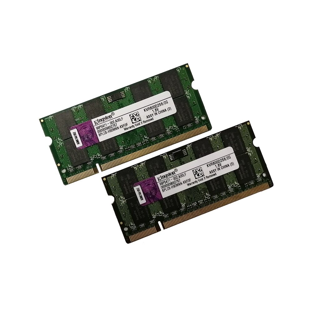 ОЗУ So-Dimm 4Gb PC2-6400, DDR2-800 Kingston KVR8OOD2S6/2G 99P5471-002. A00LF (Kit 2x2Gb)