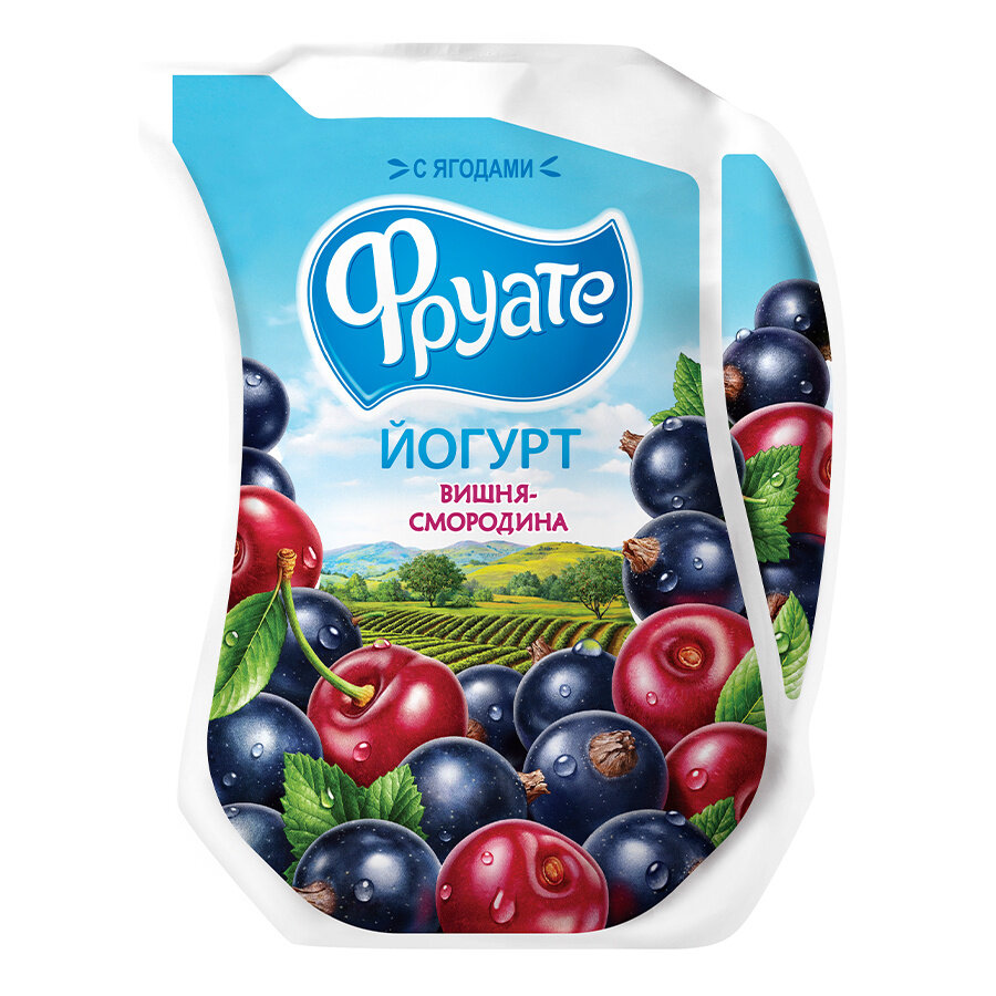 Йогурт питьевой Фруате вишня-черная смородина, 1.5%