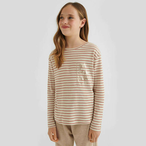 фото Лонгслив mayoral, размер 162 (16 лет), бежевый, розовый