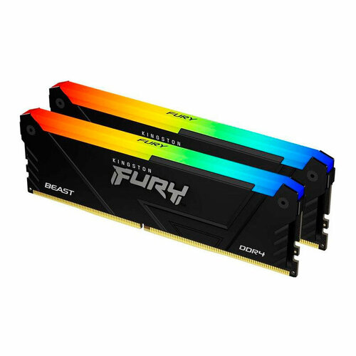 Модуль памяти Kingston Fury Beast Black RGB DDR4 DIMM 3200Mhz PC25600 CL16 - 32Gb Kit 2x16Gb KF432C16BB12AK232 911100₽