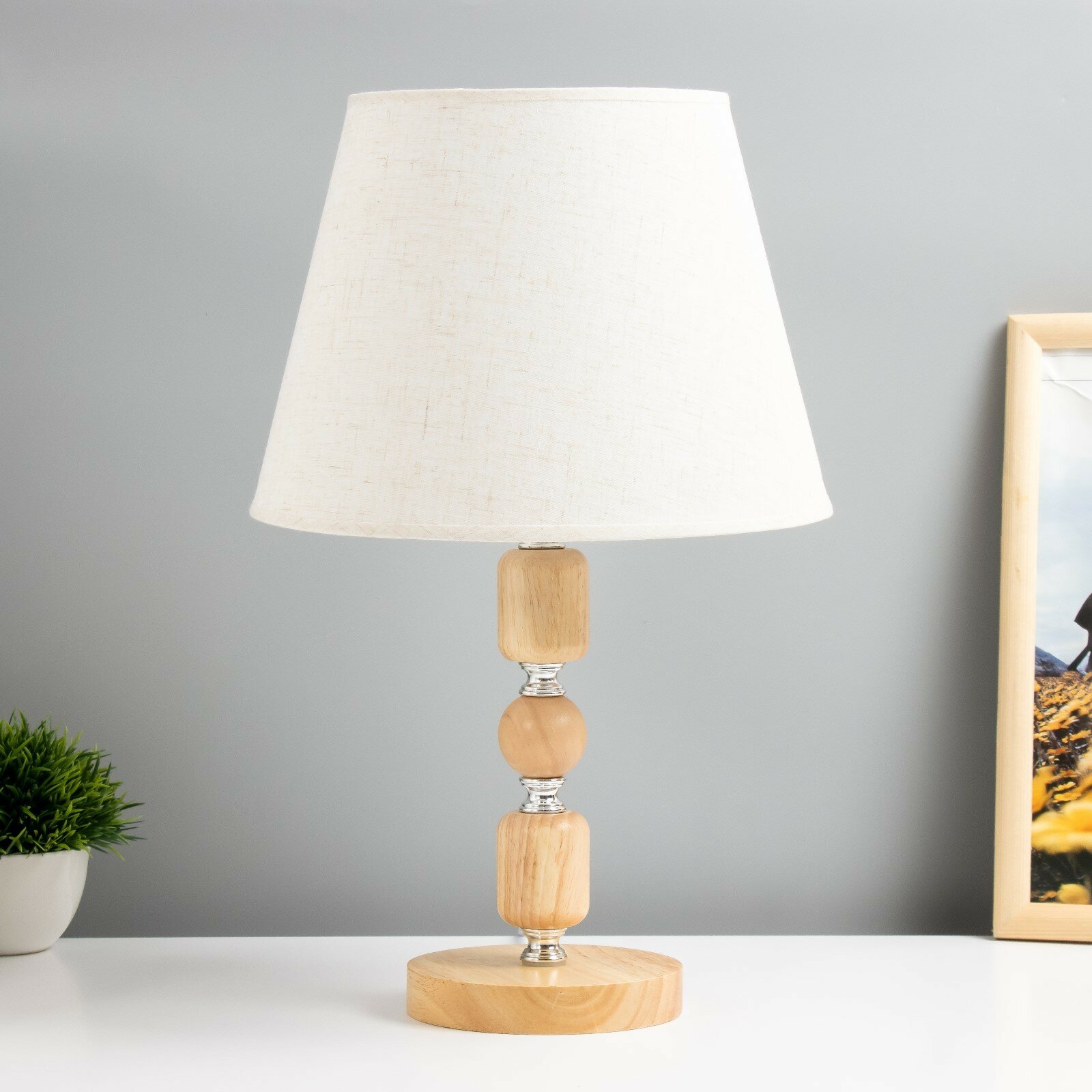 фото Настольная лампа "Лигнум" E27 40Вт светлое дерево 25х25х37,5 см RISALUX