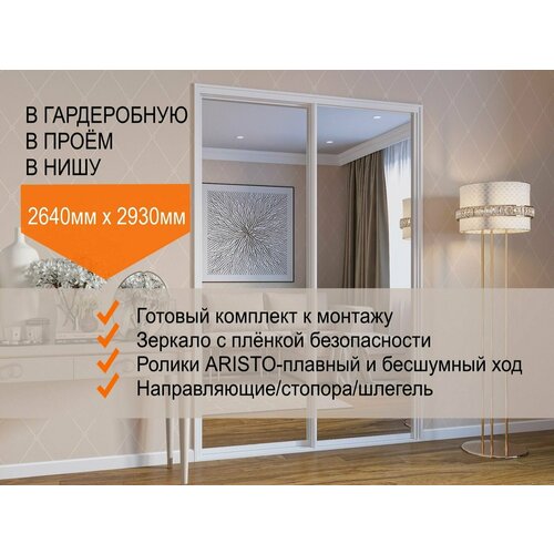 Двери для гардеробных и шкафов купе, зеркальные, в проём 2640х2930мм. Комплект 2шт.