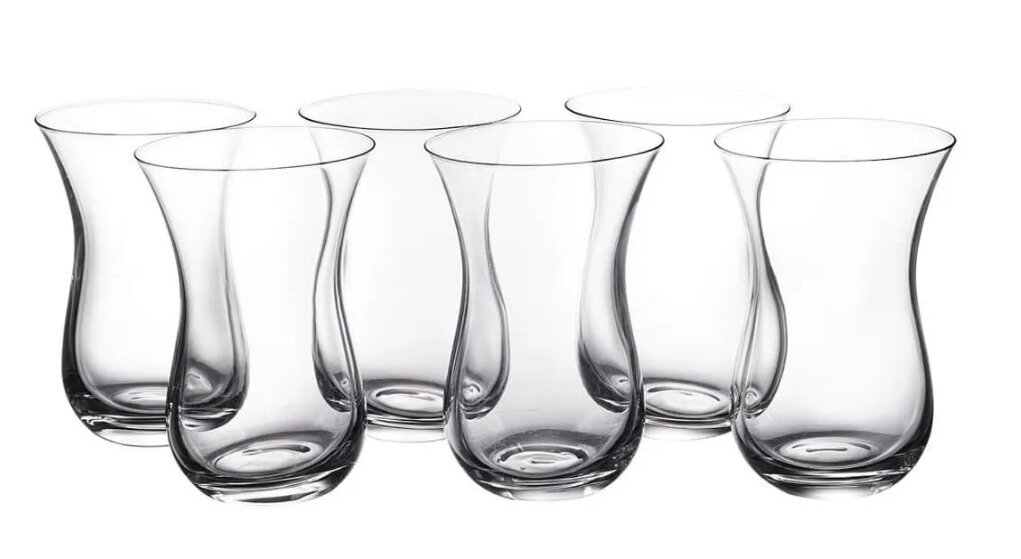 фото Турецкие стаканы для чая без ручки 6 шт 100 мл / Турецкие чашки для чая / Армуды для чая / Кружка для чая / Кружки для чая и кофе / Набор для чаепития / Набор стаканов