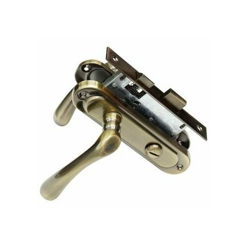 Замок врезной сантехнический с ручками на планке под фиксатор 62 мм цвет Бронза 2443₽