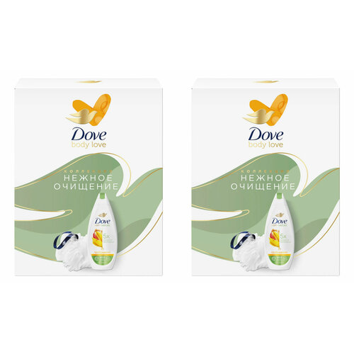 Dove Набор подарочный Нежное очищение, крем-гель для душа, 250 мл + мочалка, 2 набора