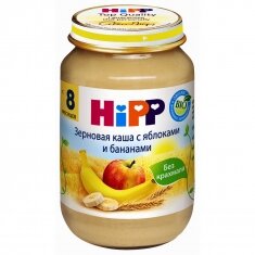 Пюре-каша Hipp зерновая с яблоками и бананами без сахара, готовая 190 г - фото №9